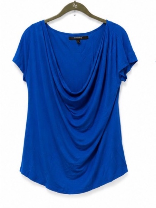 Coupe Collection Tops - Draped Cowl Short Sleeve Tee in Royal Blue